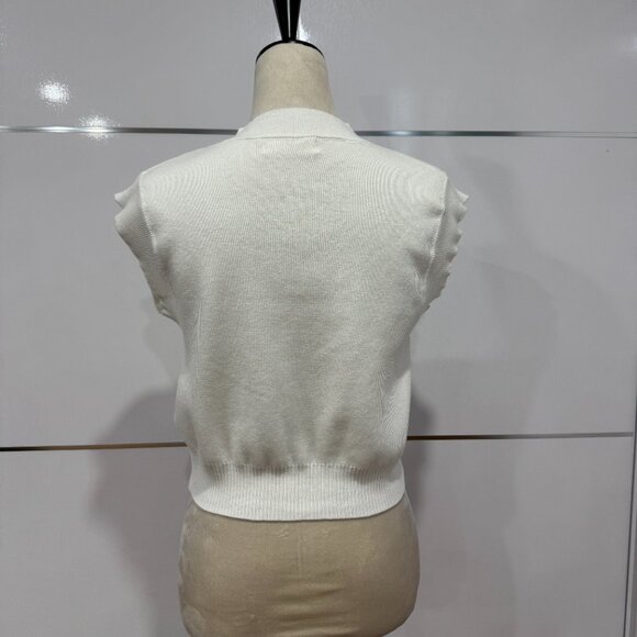 NEW Cherry Embroidered Knit Vest in White, Size M - Picture 12 of 15